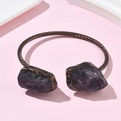 Natural Amethyst Beads Cuff Bangles BJEW-Q070-02R-02-1