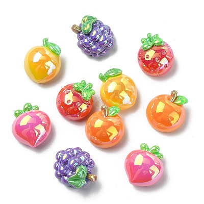 40Pcs 5 Styles UV Plating Opaque Resin Cabochons RESI-CJ0005-13-1