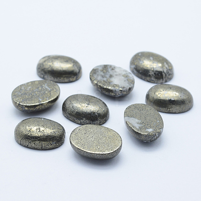 Oval Natural Pyrite Cabochons X-G-I125-10-18x13mm-1