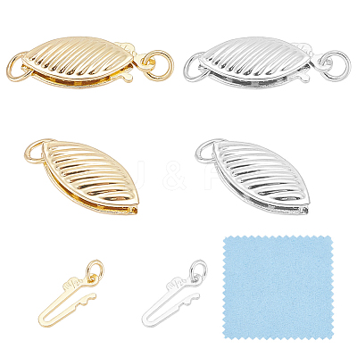 10Pcs 2 Colors Brass Box Clasps KK-GO0002-38-1