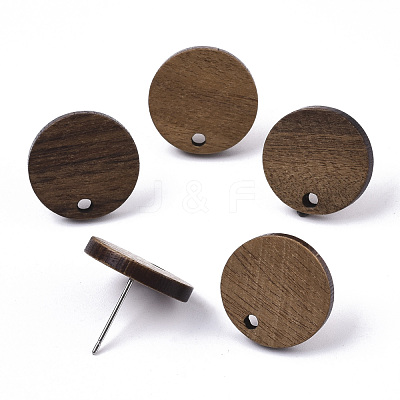 Walnut Wood Stud Earring Findings MAK-N033-008-1