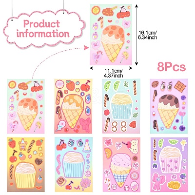 8Pcs PVC Self-Adhesive Stickers STIC-YW0001-06-1