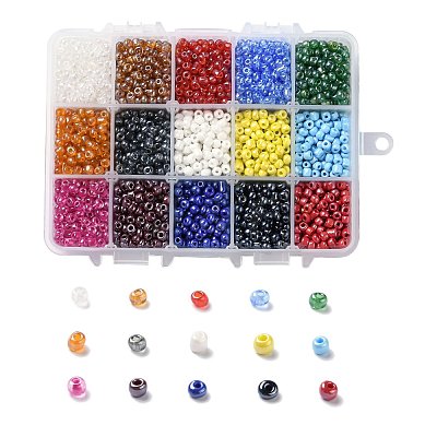 375G 15 Colors Glass Seed Beads SEED-JP0004-04-4mm-1