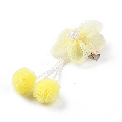 Flower Cloth Metallic Alligator Hair Clips LS-PHAR-D013-01B-1