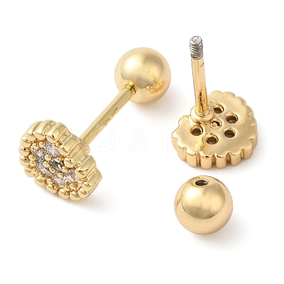 Heart Bow Brass Micro Pave Clear Cubic Zirconia Cartilage Earrings EJEW-L289-03G-06-1