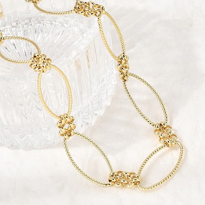 Brass Horse Eye Link Chain Necklaces NJEW-L013-15G-1