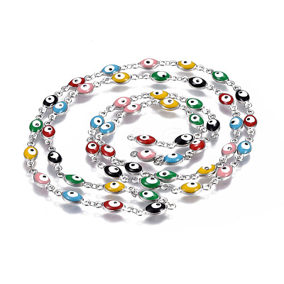 304 Stainless Steel Enamel Chains CHS-P006-08P-B-1