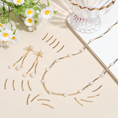 40Pcs Brass Curved Tube Beads KK-PH0015-17B-1