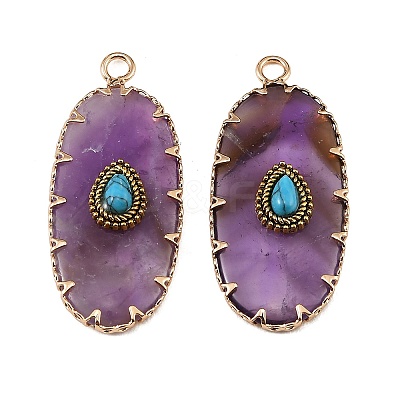 Natural Amethyst & Synthetic Turquoise Carved Pendants GG-CBA5963-02H-1