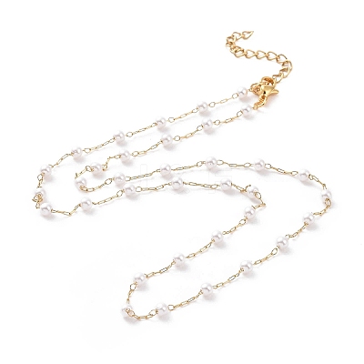 PVD Vacuum Plating 304 Stainless Steel Beaded Necklaces NJEW-E064-03G-1