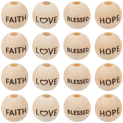40Pcs 4 Styles Schima Wood European Beads WOOD-PA0001-44-1
