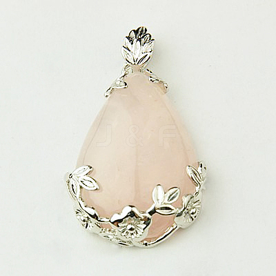 Natural Rose Quartz Pendants X-G-Q266-1