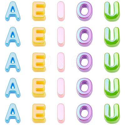 40Pcs 5 Styles UV Plating Opaque Acrylic European Beads OACR-TA0004-91-1