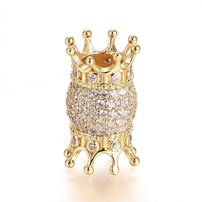 Brass Micro Pave Cubic Zirconia European Beads ZIRC-G166-46G-1