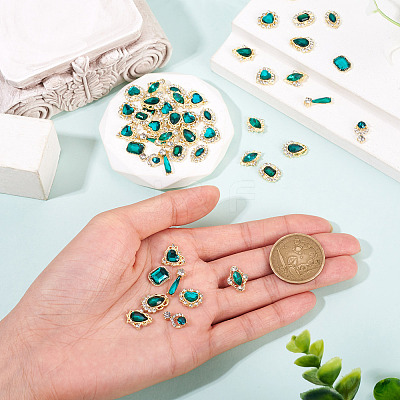 48Pcs 12 Styles Alloy Rhinestone Cabochons MRMJ-TA0001-45A-1