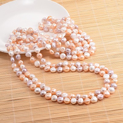 Natural Pearl Nuggets Beaded Necklace NJEW-P126-B-01C-01-1