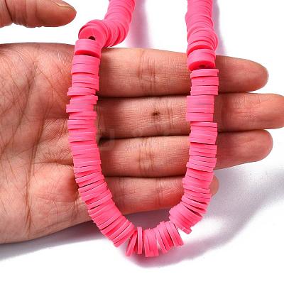Flat Round Handmade Polymer Clay Beads CLAY-R067-10mm-25-1