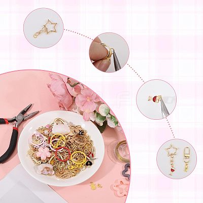 1 Bags DIY Keychain Kit DIY-GL0007-18-1