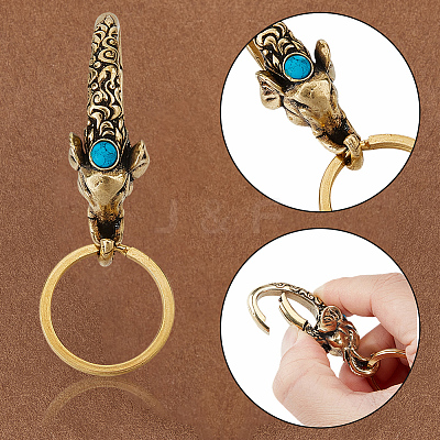 Elephant Brass Synthetic Turquoise Lobster Claw Clasps KK-WH20002-20C-1