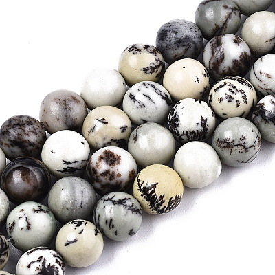 Natural Dendritic Jasper Beads Strands G-T129-17-1