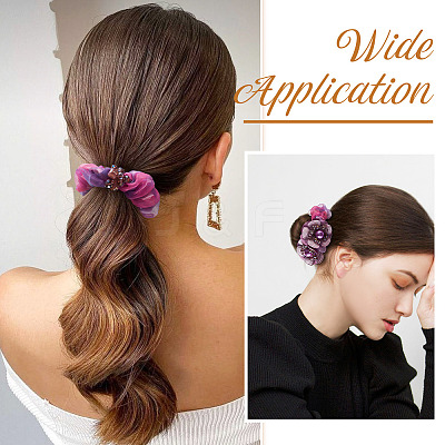 2Pcs 2 Colors Chic Solid Color French Satin Pigtail Hair Tie for Elegant Hairstyles OHAR-TA0001-10A-1
