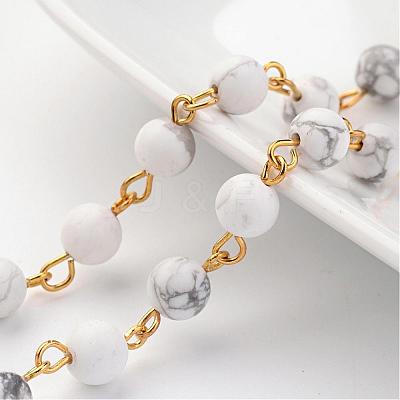 Handmade Natural Howlite Beaded Chains AJEW-JB00228-03-1