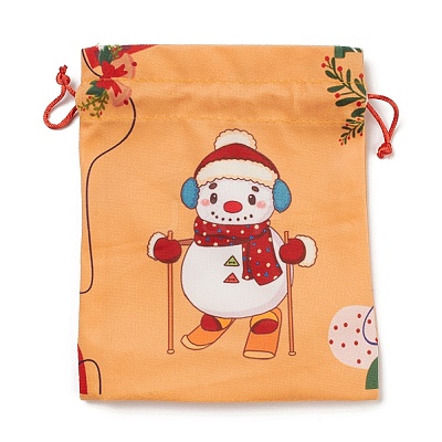 Christmas Theme Rectangle Cloth Bags with Jute Cord LS-ABAG-P008-01D-1