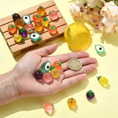 12Pcs 6 Styles Resin Pendants RESI-YW0006-10-1