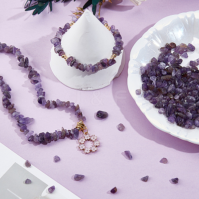 2 Strands Natural Amethyst Chip Beads Strands G-PA0001-57-1