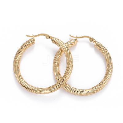 304 Stainless Steel Hoop Earrings EJEW-L232-034A-G-1
