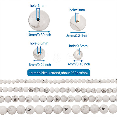 4 Strands 4 Style Natural Howlite Beads Strands G-TA0001-34-1