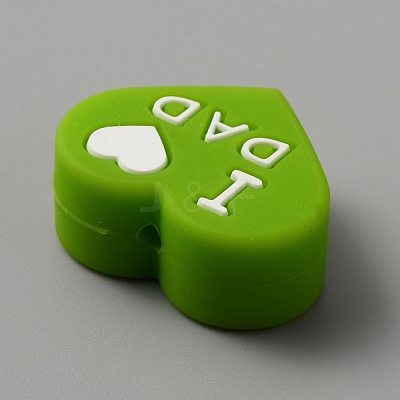 Heart with Word I Love Mom Silicone Beads SIL-WH0001-61J-1
