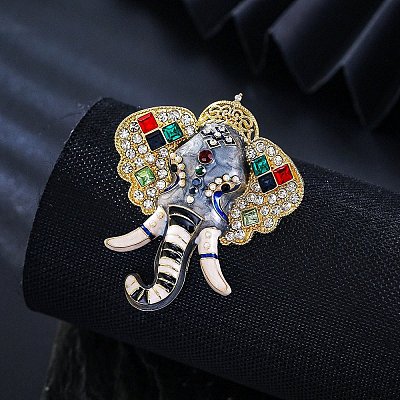 Enamel Rhinestone Brooch JEWB-K027-06G-1