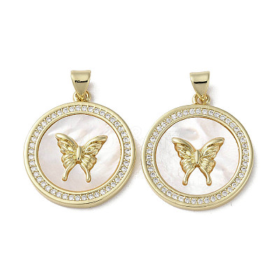 Brass Micro Pave Cubic Zirconia Pendants KK-G485-04G-1