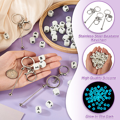 DIY Stainless Steel Beadable Keychain Making Kits KEYC-TA0001-63-1