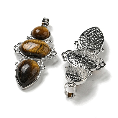 Natural Tiger Eye Pendants G-Q158-04H-1