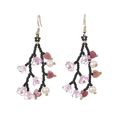 Glass Seed Bead Dangle Earrings EJEW-MZ00770-02-1