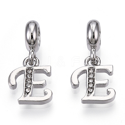 Platinum Rack Plating Alloy Rhinestone European Dangle Charms PALLOY-T048-36P-E-1