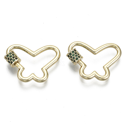 Brass Micro Pave Cubic Zirconia Screw Carabiner Lock Charms KK-R136-071A-NF-1