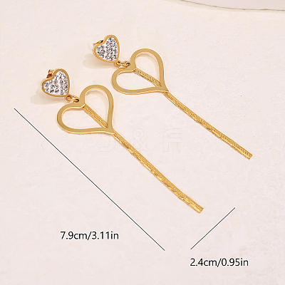 304 Stainless Steel Rhinestone Stud Dangle Earrings for Women DD2048-1