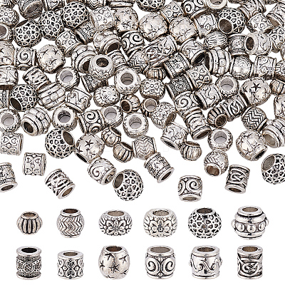 120Pcs 12 Styles Tibetan Style Alloy European Beads MPDL-ME0001-03-1