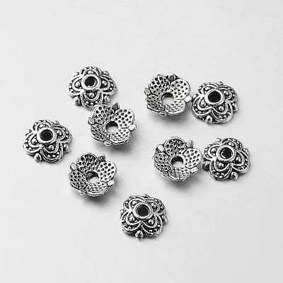 Tibetan Style Alloy Flower Bead Caps X-TIBEB-O004-18-1