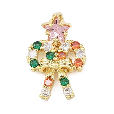 Christmas Brass Micro Pave Cubic Zirconia Pendants KK-H518-03B-G-1
