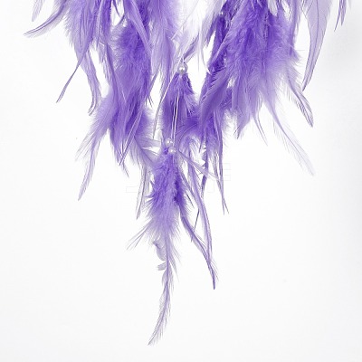 Iron Woven Web/Net with Feather Pendant Decorations AJEW-B017-06-1