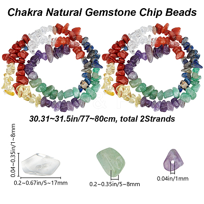2 Strands Chakra Natural Mixed Gemstone Chip Beads Strands G-BBC0001-44-1