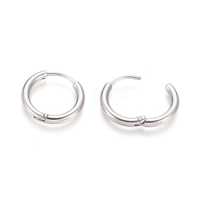 Tarnish Resistant 304 Stainless Steel Huggie Hoop Earrings EJEW-F111B-17mm-P-1