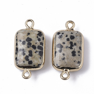 Edge Golden Plated Natural Dalmatian Jasper Links connectors G-S359-034D-1