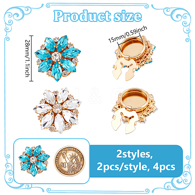 4Pcs 2 Colors Alloy Rhinestone Cufflinks HJEW-NB00210-1