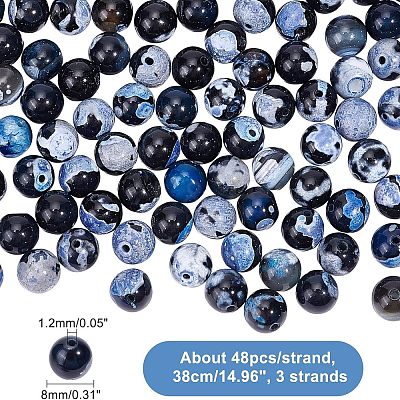 3 Strands Natural Fire Crackle Agate Beads Strands G-NB0003-46-1