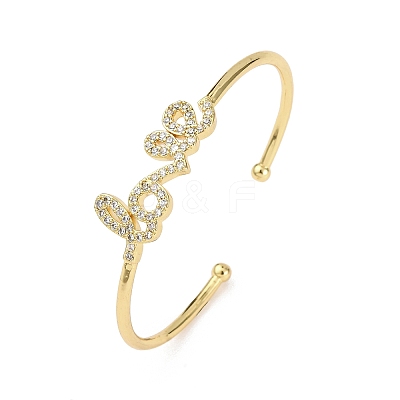 Brass Micro Pave Clear Cubic Zirconia Bangles BJEW-H209-07G-1